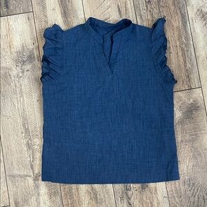 Blue Ruffle Sleeve Women's Top